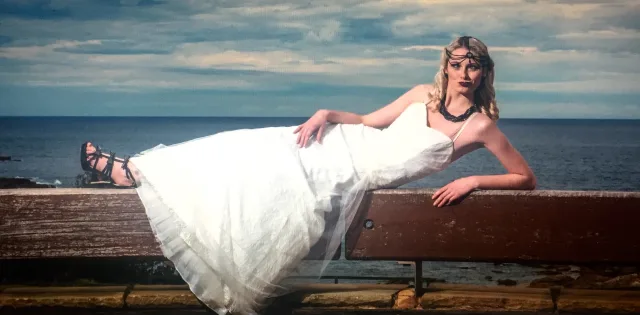 Candid behind-the-scenes wedding photo of a bride making a playful facial expression in Sydney.
